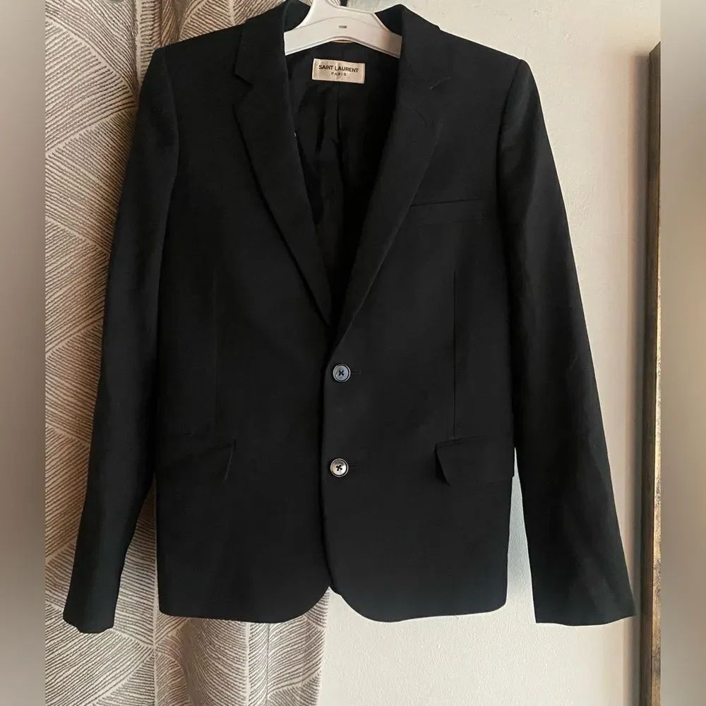 Saint Laurent Black 100% Wool Blazer Suit Jacket Women’s 2 Bottom Sz 36